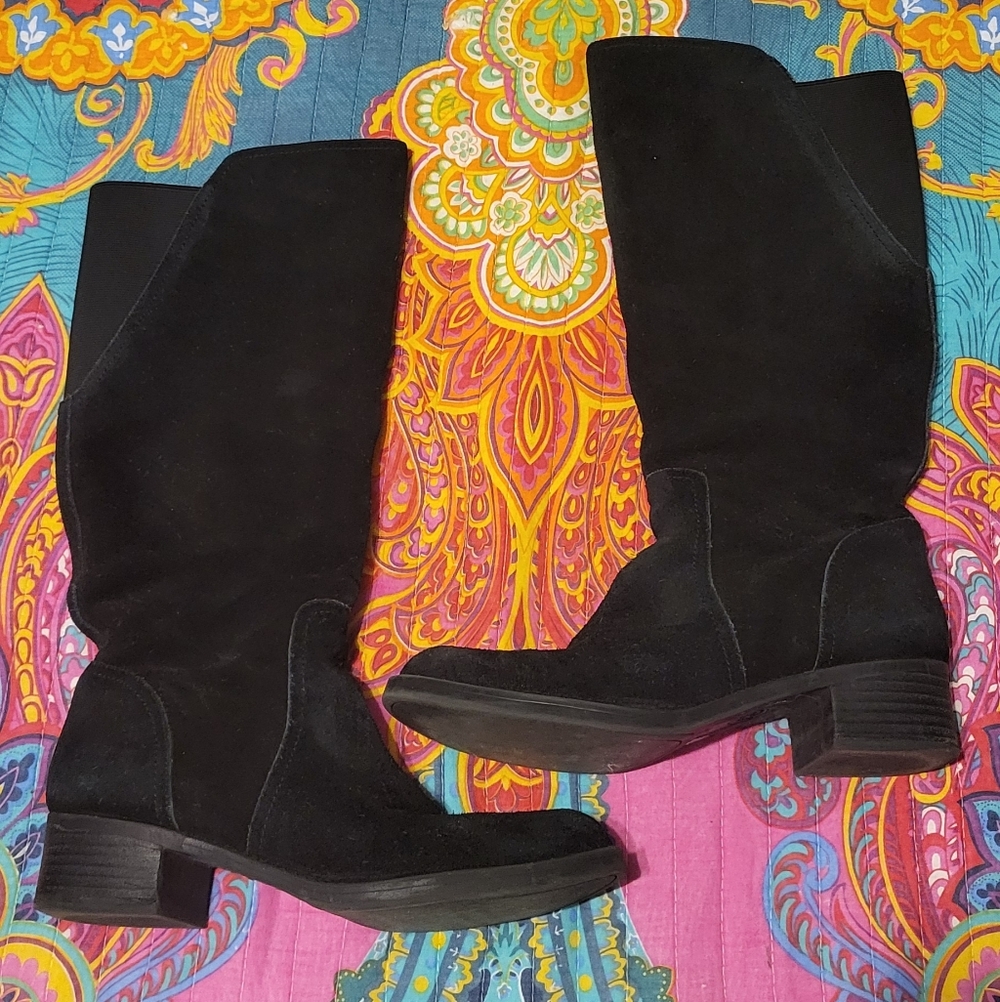 Lucky Brand Black Suede Women's Riding Boots